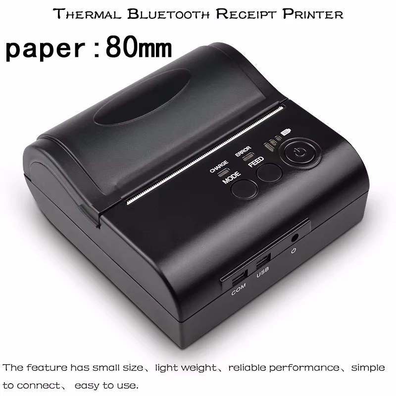 

Rechargeable Portable Bluetooth Printer for Mobile Office - 203dpi 80mm Thermal Bluetooth Receipt Printer