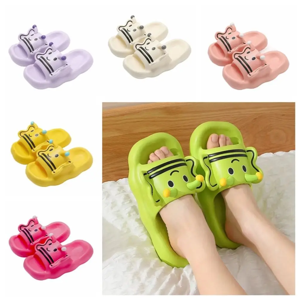 Silent Candy Color Cartoon Bee Slippers Anti Slip Thick Soled Slides Sandals EVA Soft Women Slippers Summer