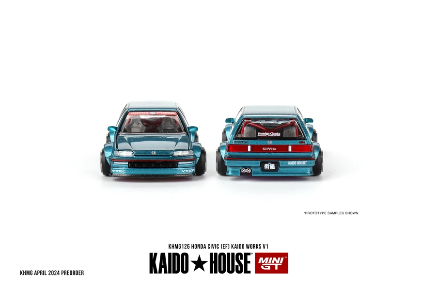 Kaido House + MINIGT 1/64 Honda Civic (EF) Kaido Works V1 KHMG126 Car Alloy Toys Motor Vehicle Diecast Metal Model for Children