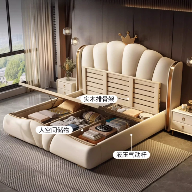 200x220 سنتيمتر الجلود سرير مزدوج الملك الحجم تخزين الراقية حزمة لينة إطار سرير الزفاف الملكة التوأم أثاث غرفة نوم مجموعة كاملة #5