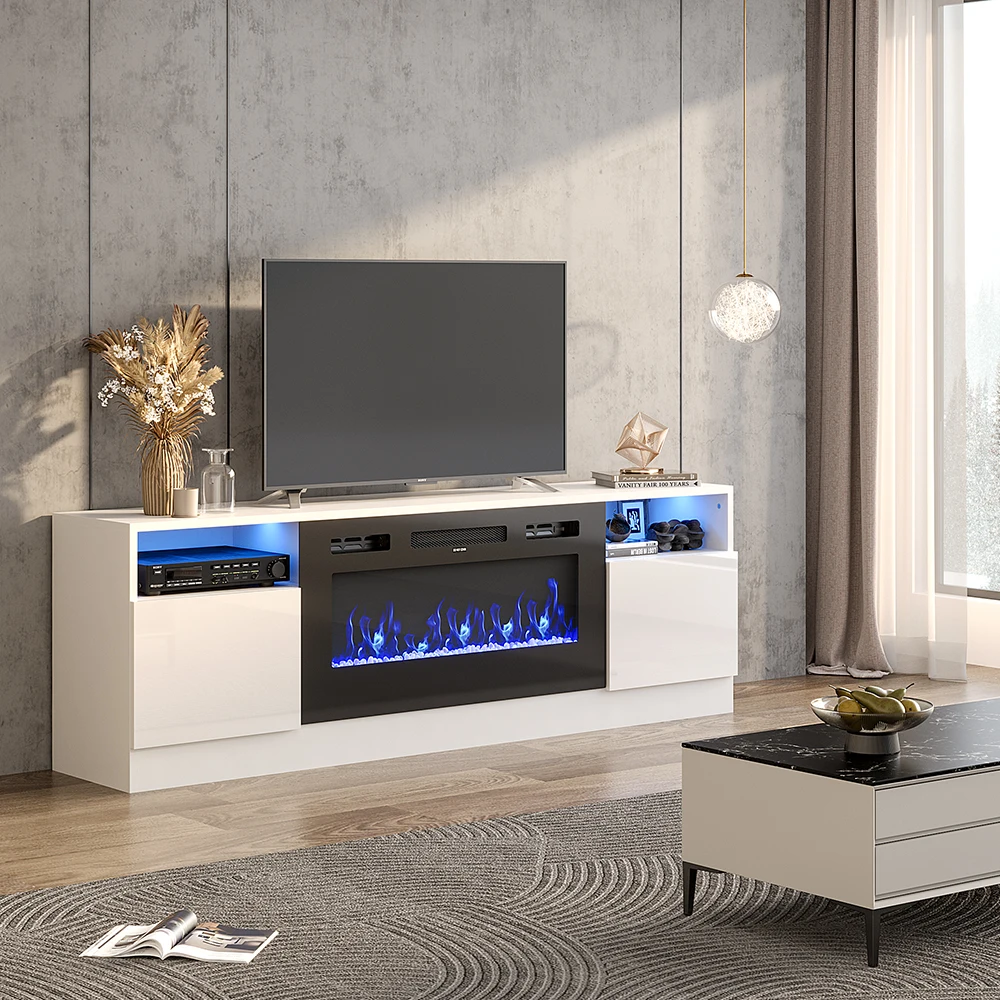 【Breeins】Recessed Electric Fireplace TV Stand with Closed Storage Home Decoration With Remote Modern