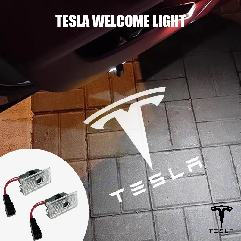 

2/4pcs Car Door LED Logo Projector lights HD Welcome Light 3D Laser Ghost Shadow Light for Tesla Model Y 3 S X car Accessory