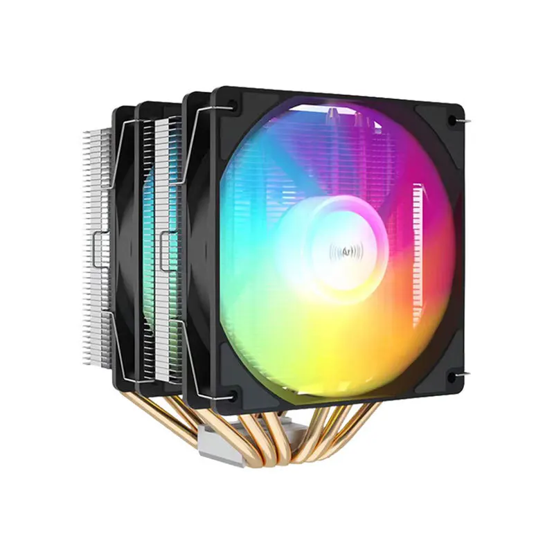 

E6V3 CPU air-cooled radiator 6 heat pipe double tower fan 12CM colorful light effect E6V2/E6PULS