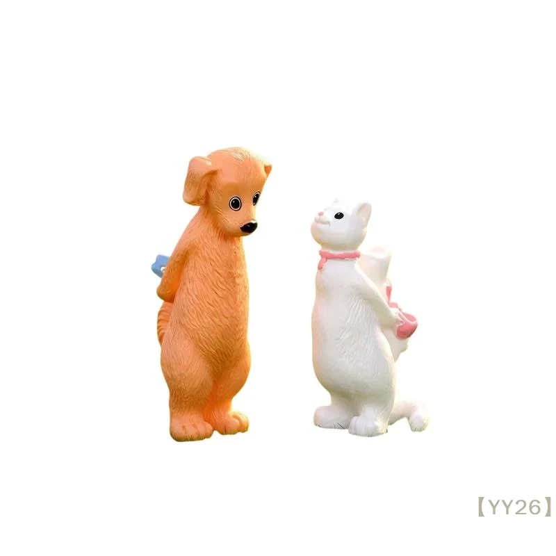 【YY26】Cute Puppy & Kitten Couple Resin Figurine Set Adorable Desktop Ornament for Fairy Garden, Micro Landscape & DIY Crafts