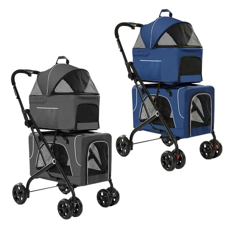 Pet Stroller For 2 Dogs Detachable Double Pet Carrier Multipurpose Cat Pet Stroller Dog Carrier With Wheels For Home Travel walk