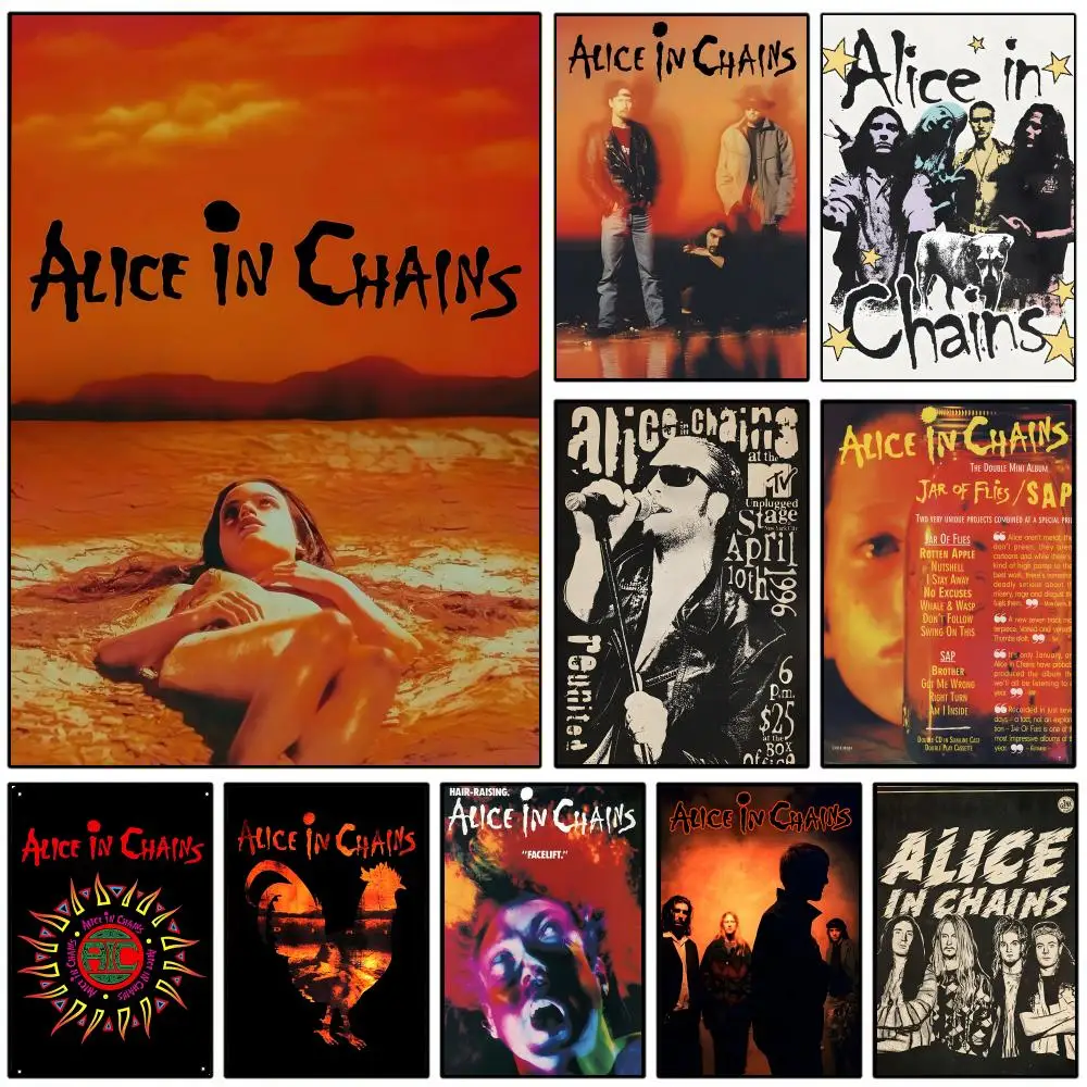 Alice In C-Chains BAND Poster Self-adhesive Art Waterproof Paper Sticker Coffee House Wall Decor