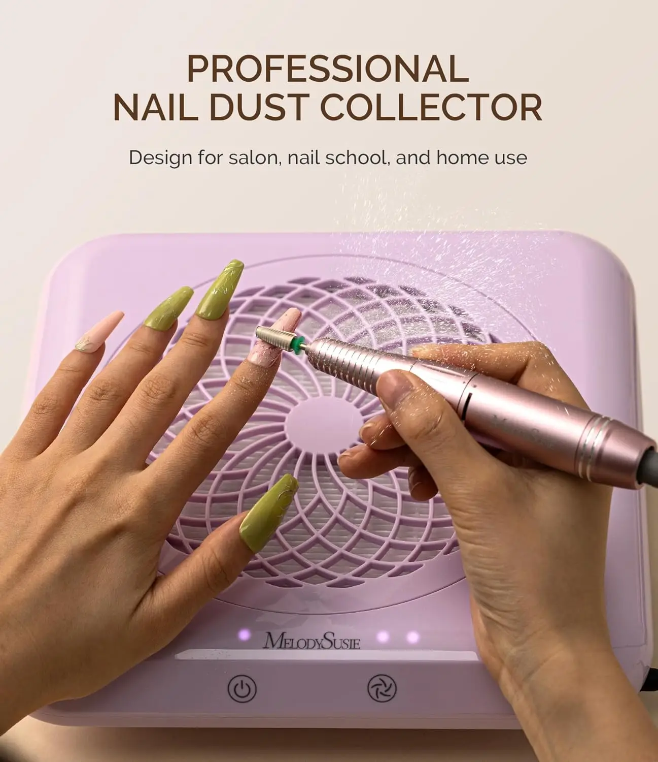 Professional Nail Dust Collector with Max Suction Power, 4500RPM Vacuum Fan, 3 Modes & Touch Control for Salon Use in Purple