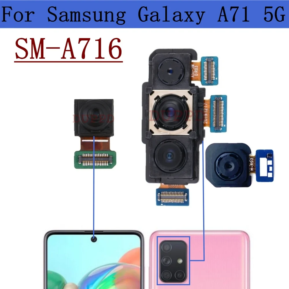 Rear Front Camera For Samsung Galaxy A71 5G A716F A716V A716B Backside Back Facing Wide Camera Module Replacement Parts