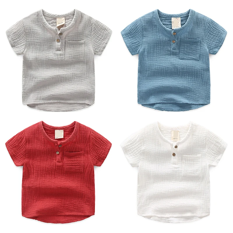 

Summer Baby Boys Linen Soft T Shirts Kids Cotton Clothes Toddlers Candy Color T-Shirts for Baby T Shirts Solid Short Sleeve Tops