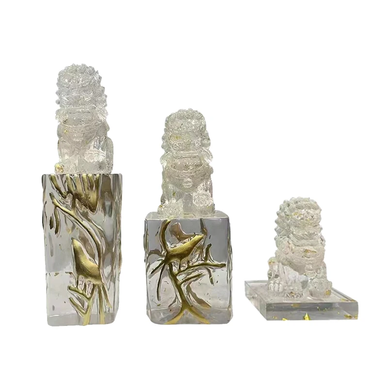 *Luxury Translucent Chinese Feng Shui Artistic Kylin Acrylic Resin Floor Vertical Sculpture Home Decor Holiday Gift