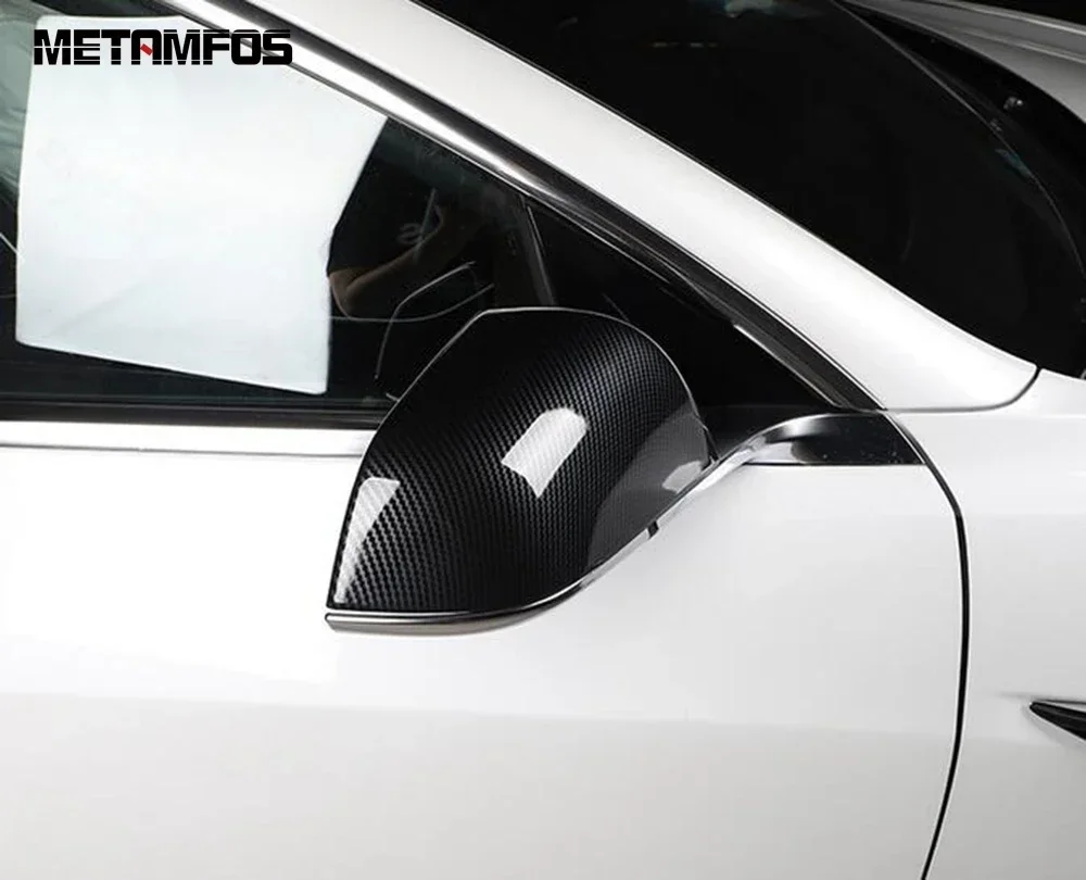 For Tesla Model S 2014-2017 2018 2019 2020 Carbon Fiber Rearview Side Mirror Cover Trim Protection Cap Accessories Car Styling