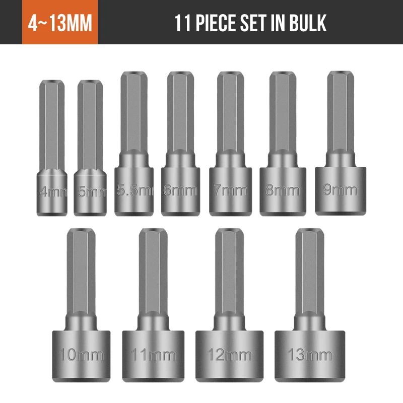 Hi-Spec 11PCS  4-13mm Wrench Socket Adapter Spanner Set Chrome Vanadium Alloy Steel Adapter Extension Drill Bits Socket Adapter