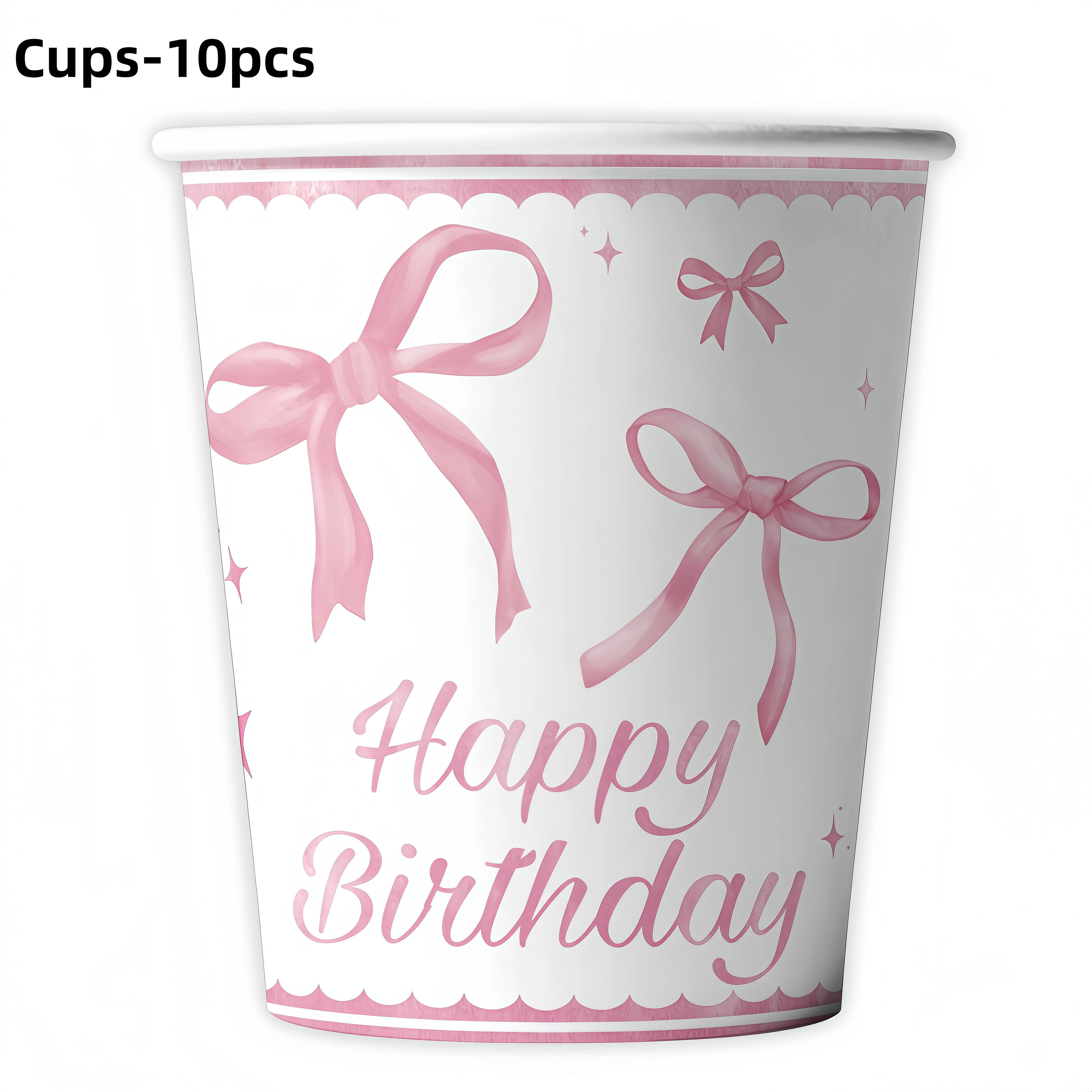 Rosa Schleifen-Geburtstagsparty-Dekorationsset, Pappteller, Becher, Servietten, Mädchen-Partyartikel, Gastgeschenke für Kinder, Babyparty – Detail 9