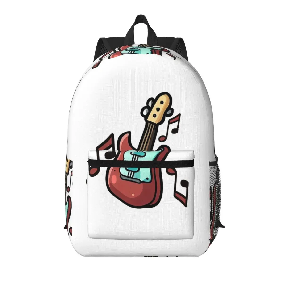 Red Cartoon Electric Guitar Student Backpack School Bag Hiking Travel Daypack for Men Women Bookbag Shoulder Bags