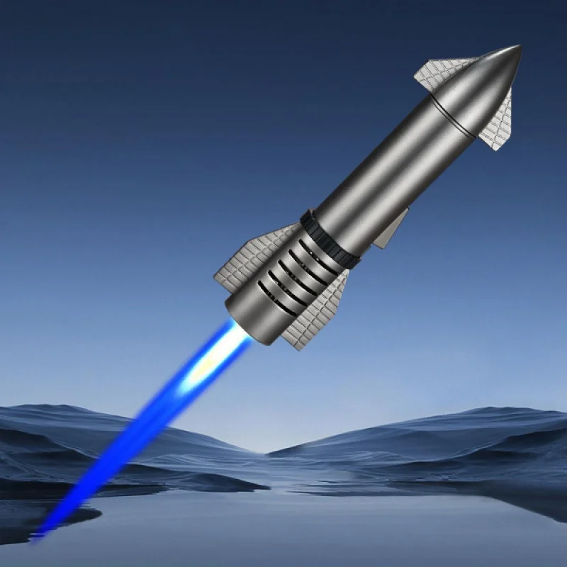 

Novel Rocket Shaped Torch, Windproof Blue Flame, Safety Lock, Home Decor & Outdoor Use, Gift Box Pack (Without Fuel)