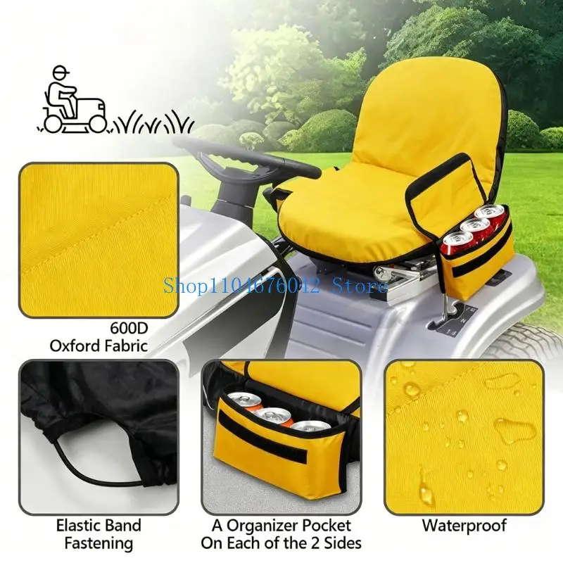 652F Universal Riding Lawn Mower Cover With Insulated Side Pockets And Rear Storage For Comfort And Convenience