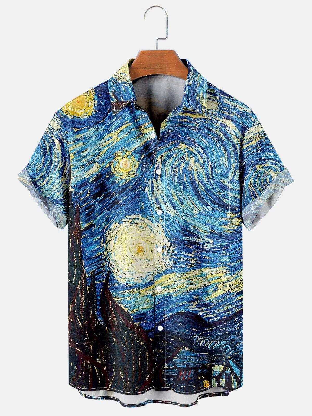 Vintage Men\'s Hawaiian Shirts Starry sky Graphic Clothing Oversized Short Sleeve Tops Ukiyoe Apparel Summer 5XL For Male Shirt