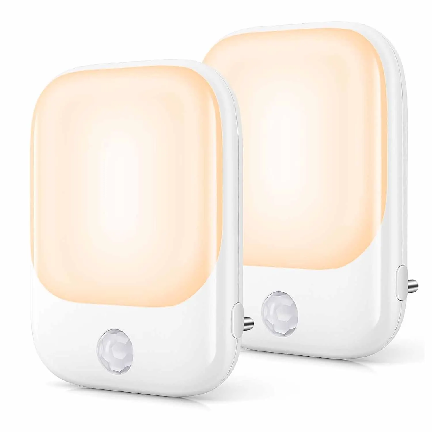 Veilleuse avec détecteur de mouvement, lot de 2 prises de veilleuse LED avec 3 modes (ON/AUTO/OFF) et 5 luminosité variable pour chambre à coucher