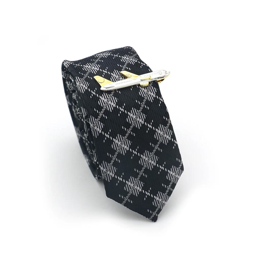 Quality Brass Material Novel Golden Color Plane Tie Pin For Men Aircraft Tie Clips Whoelsale & Retail