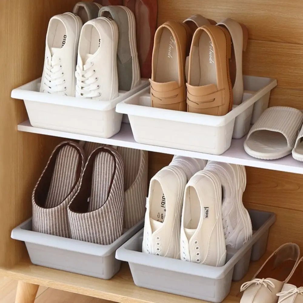 2 pcs Modern Nordic Style Plastic Shoe Cabinet Vertical Economy Space Organizer Slippers Rack Integrated PP Shoes Holder Hotel