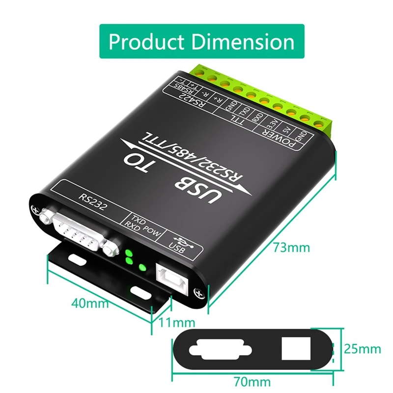 Conversor USB para RS232/485/422/TTL com chip CP2102, adaptador USB isolado industrial com proteção múltipla fácil de usar