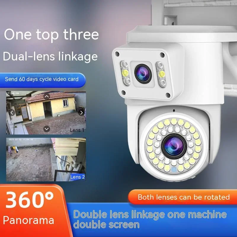 

4MP 4K IP Camera Outdoor WiFi PTZ Three Lens Dual Screen 4X Optical Zoom Auto Tracking IP66 Waterproof Security CCTV Camera