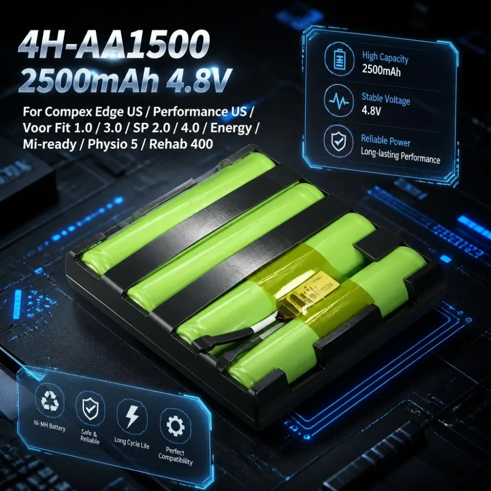 4H-AA1500 2500mAh 4,8V Akku für Compex Edge US Performance US Voor Fit 1.0 3.0 SP 2.0 4.0 Energy Mi-ready Physio 5 Rehab 400