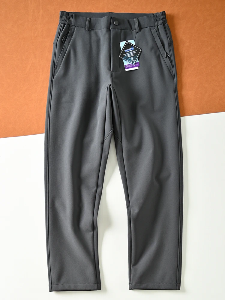 

Уличные термостойкие брюки с прямыми штанинами на подкладке, мужские осенне-зимние ветрозащитные водонепроницаемые модные повседневные брюки