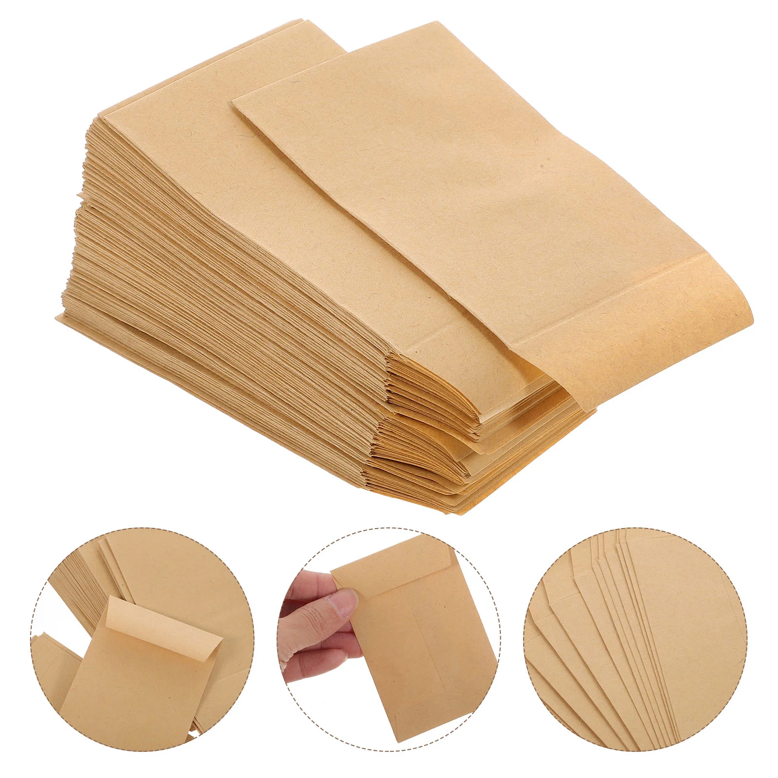 100 Pcs Seed Envelope Small Envelopes Money for Cash Blank Component Button Bulk Bag Kraft Paper Mailing Easy Transport