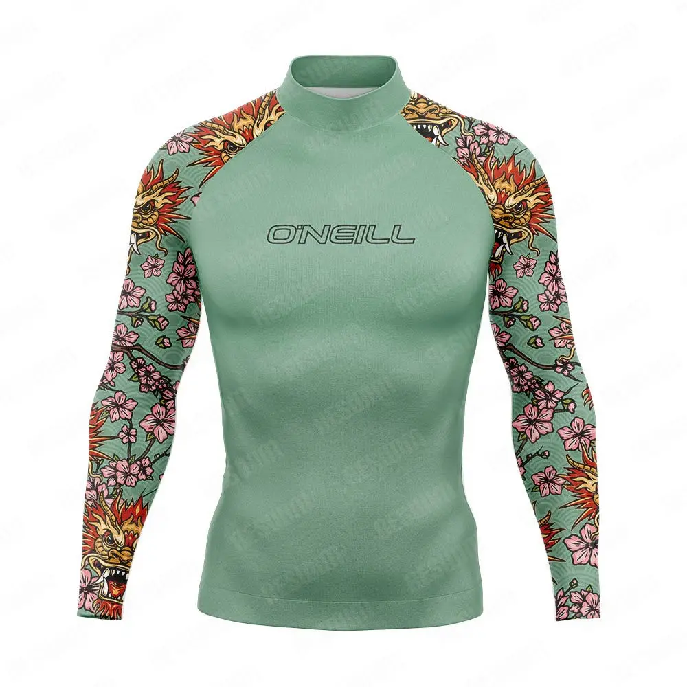 

2025 Men's Surf Suit Rash Guards Swimwear Long Sleeve Surfing T-Shirt Sun UV Protection Beach Diving Swimming Tight Gym Clothes