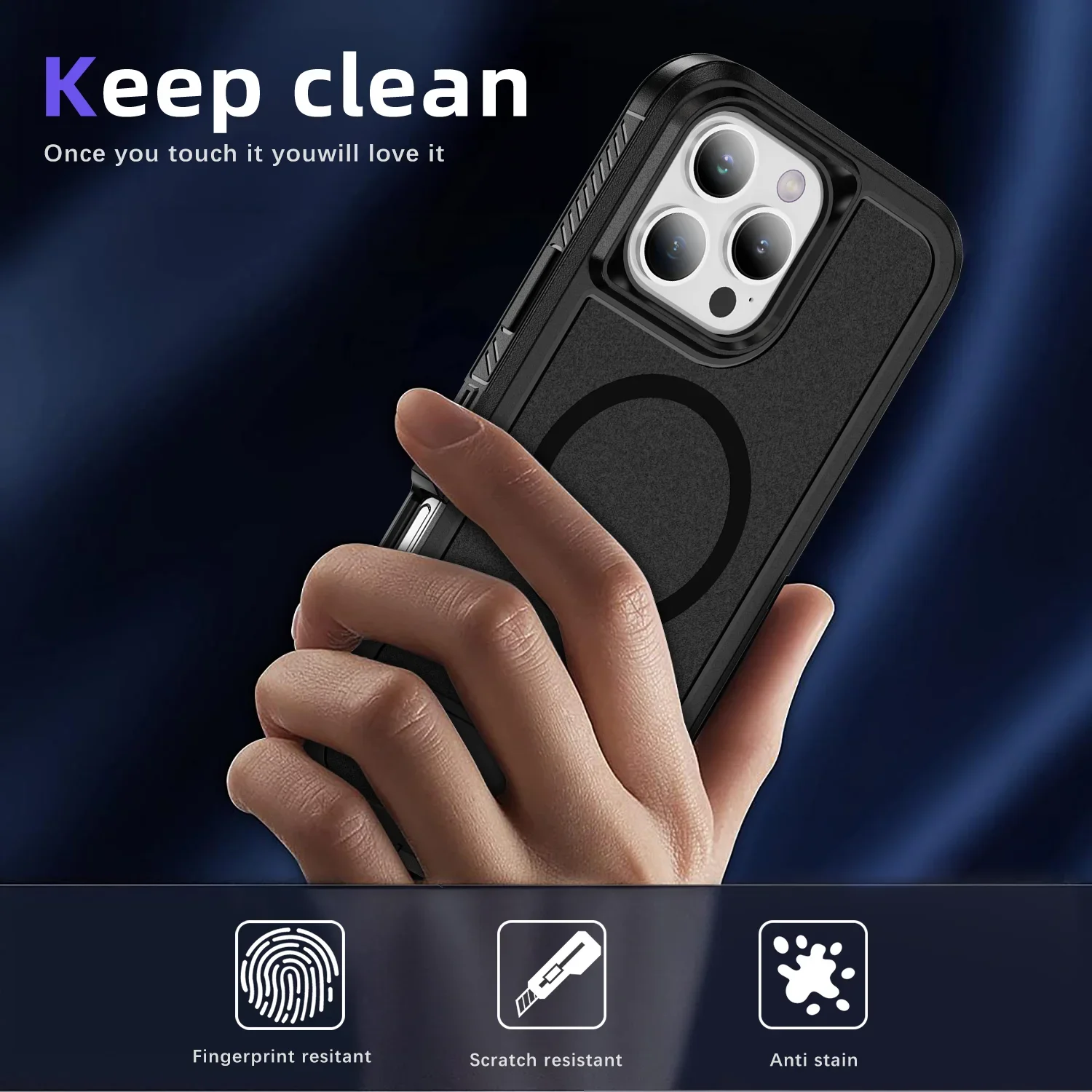 حافظة لهاتف آيفون بحامل مغناطيسي متين من الدرجة العسكرية لهاتف آيفون 1716 15 14 13 12 11 Pro Max Plus غطاء خلفي لحماية المسند