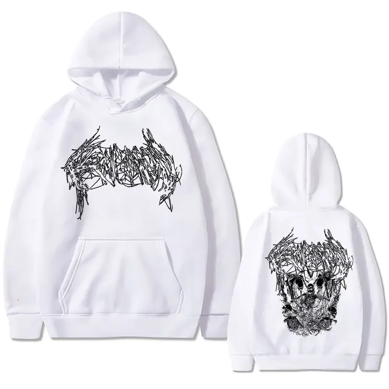 Rapper Ken Carson Men Hip Hop Oversized Hoodie Death Mosh A Great Chaos Skeleton Opium Hoodies Men's Vintage Street Sweatshirt