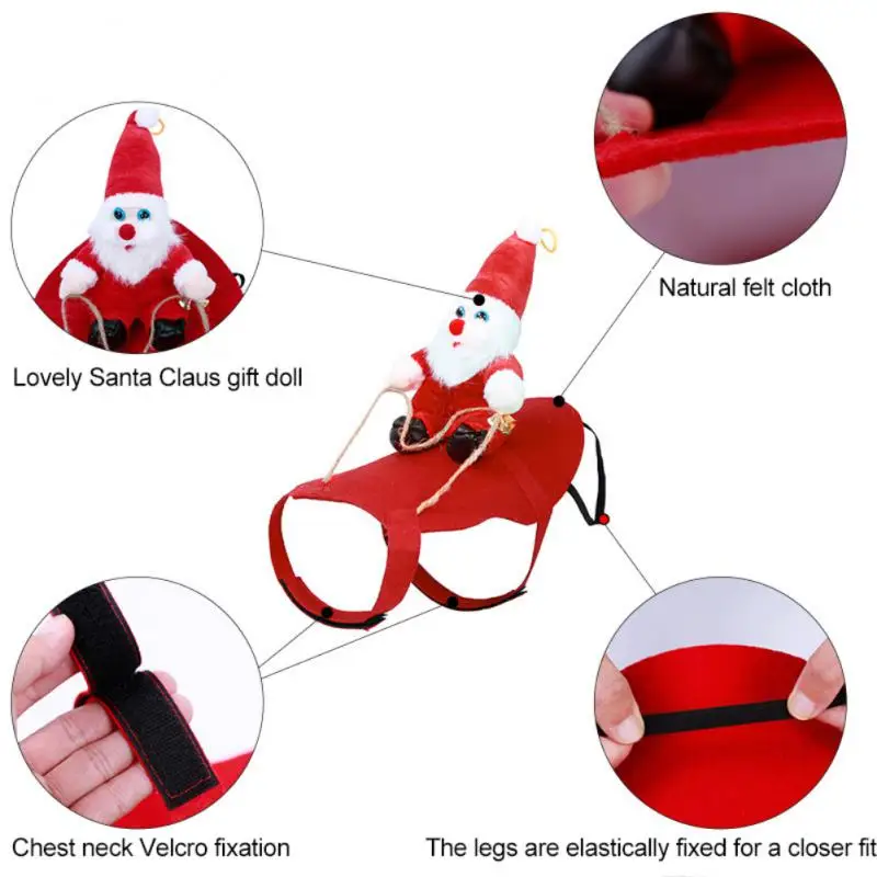 Creative Dog Cat Christmas Costume Santa Claus Riding Pet Cosplay Clothes Christmas Party Pet Coat New Year Gift 2023