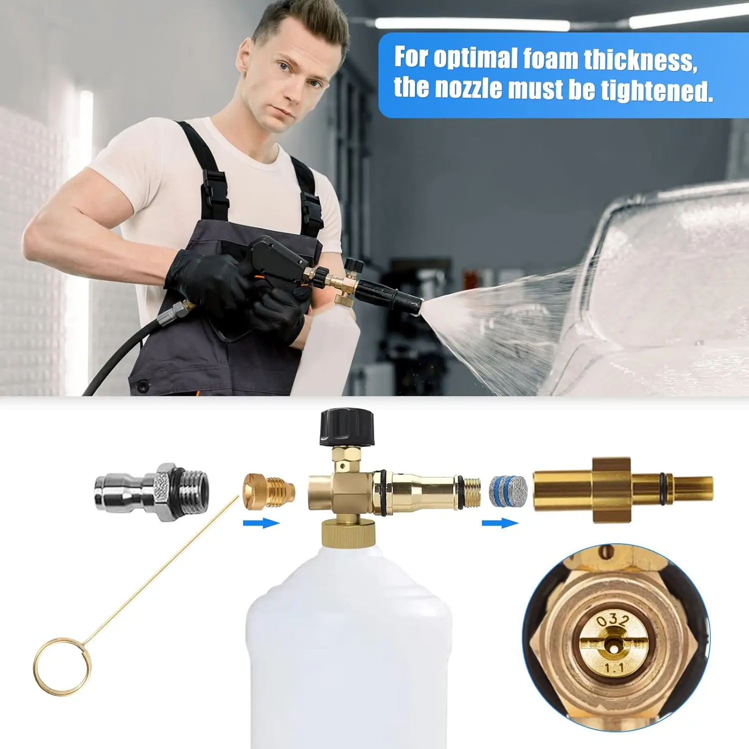 1,0-14 мм насадки для пенопластовой пушки с сетчатым фильтром для пенообразователя, аксессуары для мытья пены высокого давления, замена