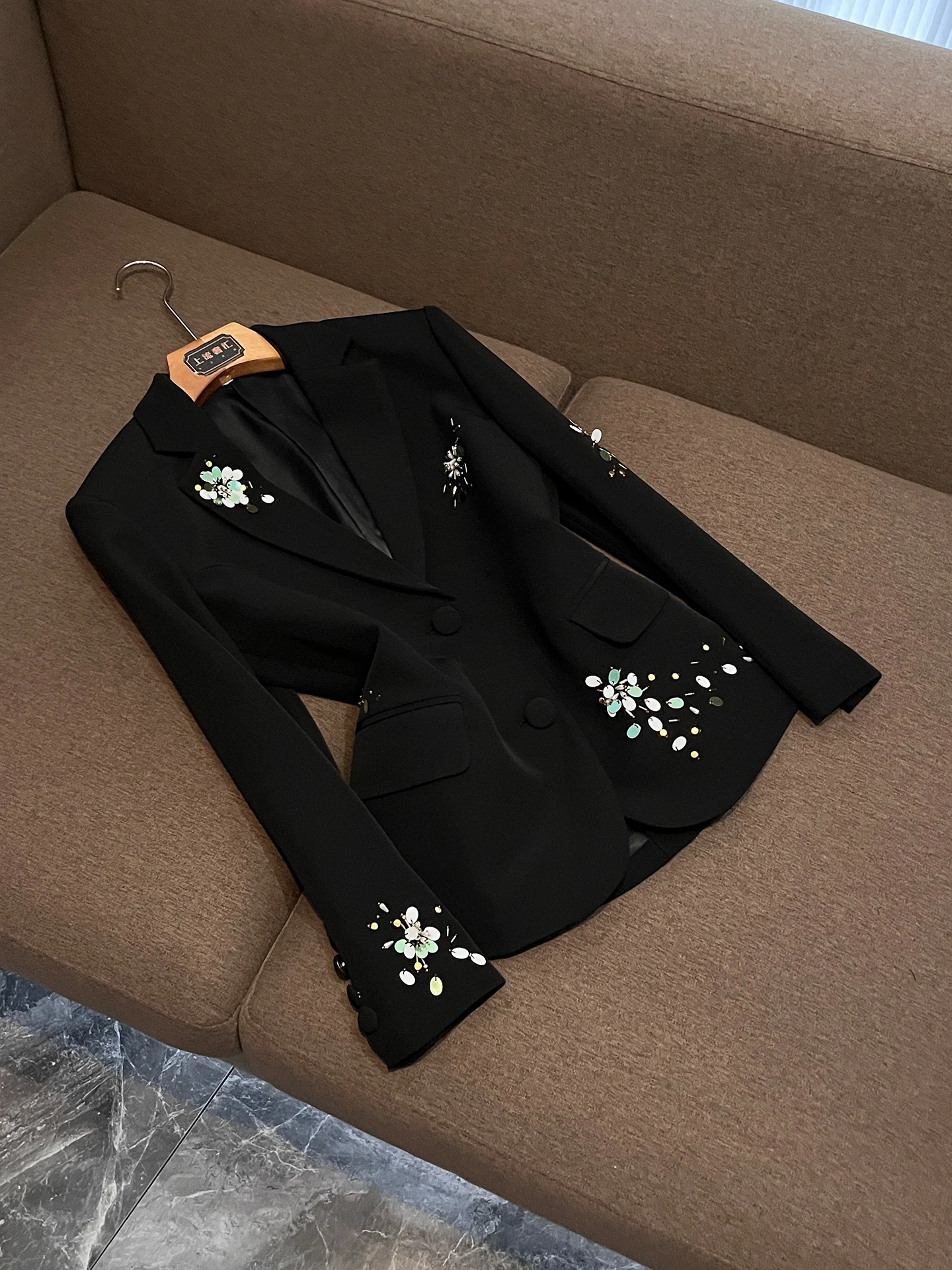 Autumn 2026 New Style Bead Jacket Top Half-length Skirt Two-piece Set Luxury Fashion Women's Suit Hand-sewn Asymmetric Design
