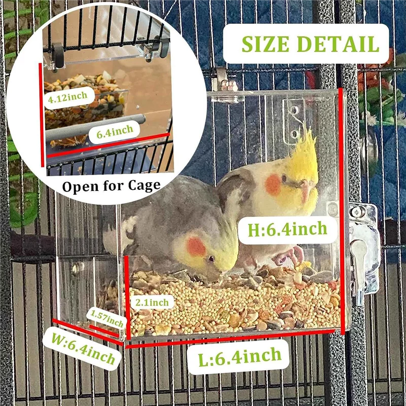 

No Mess Bird Feeder For Cage Bird Feeder Automatic Bird Feeder For Parrot Cage Food Feeder