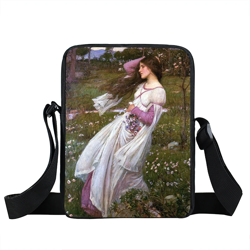 Oil Painting Classic Beauty Print Messenger Bag Famous Artist John William Waterhouse Crossbody Bags Student Bookbags Gift