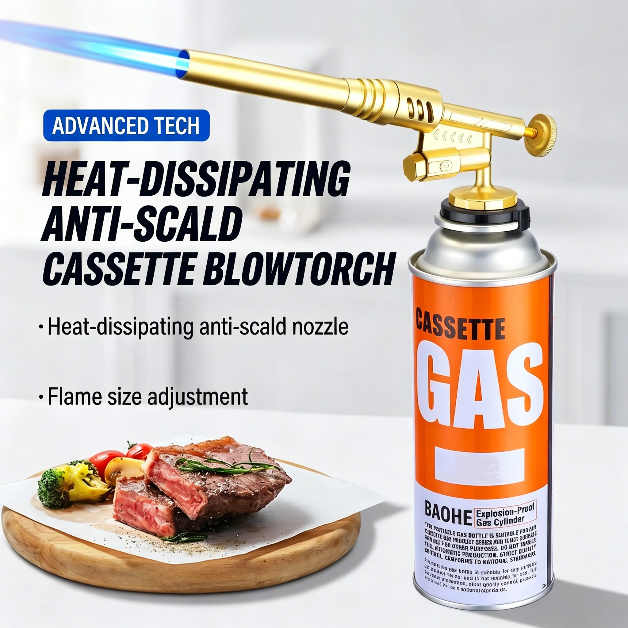 

1300 ℃ Газовая горелка для барбекю с удлиненной медной трубкой, пропановая горелка для пайки и плавки металлов (медная, серебряная)