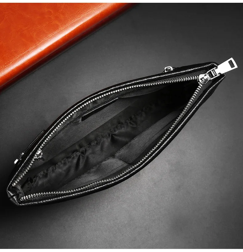 Desigenr-Pochette en cuir de vachette pour homme, couche supérieure, pochette d\'affaires décontractée, sac enveloppe avec sangle, cuir véritable,