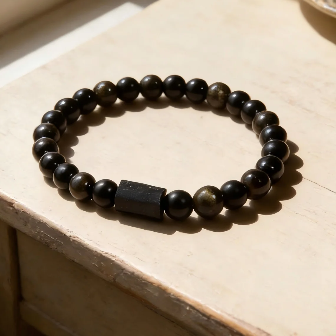 Schwarzes Turmalin-Armband Naturstein-Schmuck Personalisierte Armreifen Paar-Armbänder Herren-Armbänder Damen-Handaccessoires – Detail 26