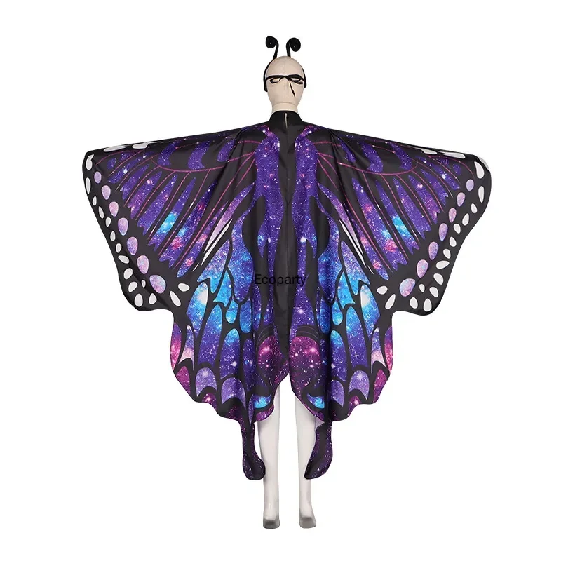 Adult Halloween Butterfly Wings Cloak Fancy Color Gradient Dance Decoration Butterfly Wings with Mask Carnival Party Accessories