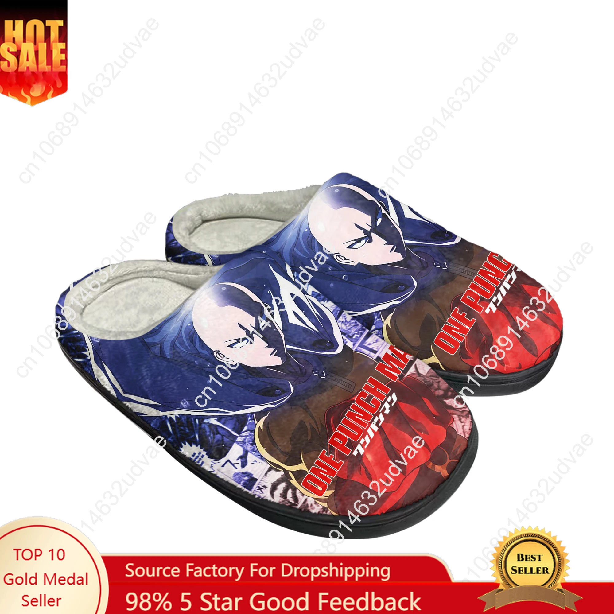 

One Punch Man Cotton Slippers High Quality Mens Womens Youth Boy Girl Plush Bedroom Keep Warm Shoes Customized Thermal Slipper