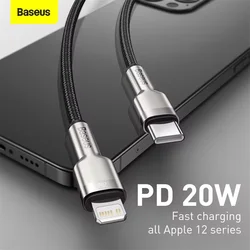 Baseus USB C 고속 충전 케이블, 아이폰 13, 14, 프로 맥스, PD 20W, 아이폰 12, 11 충전기용, 맥북 프로용