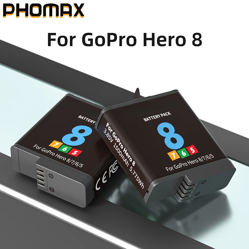 PHOMAX 1500mAh Battery for GoPro Hero 8 Hero 7 Hero8 Black Battery or Triple Charger for Go Pro Hero 8/7/6/5 Camera Battery