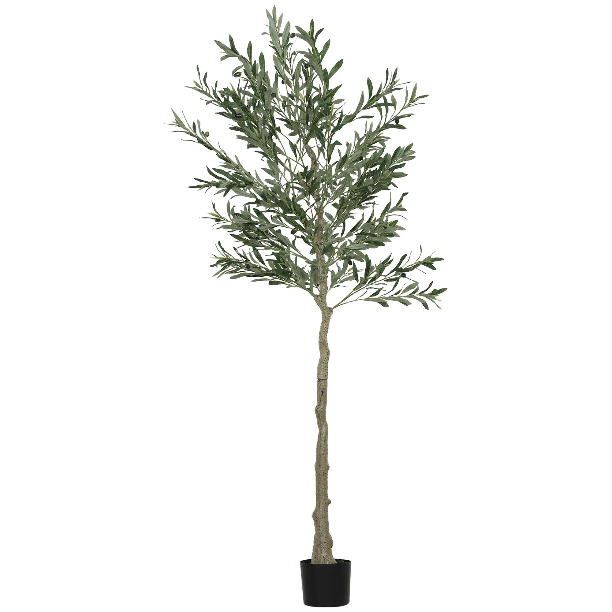 Fort HOMCOM Olivo artificial de 6 pies en maceta con hojas de seda, frutas, árbol de imitación, planta falsa de interior para el hogar, la oficina, Living Roo