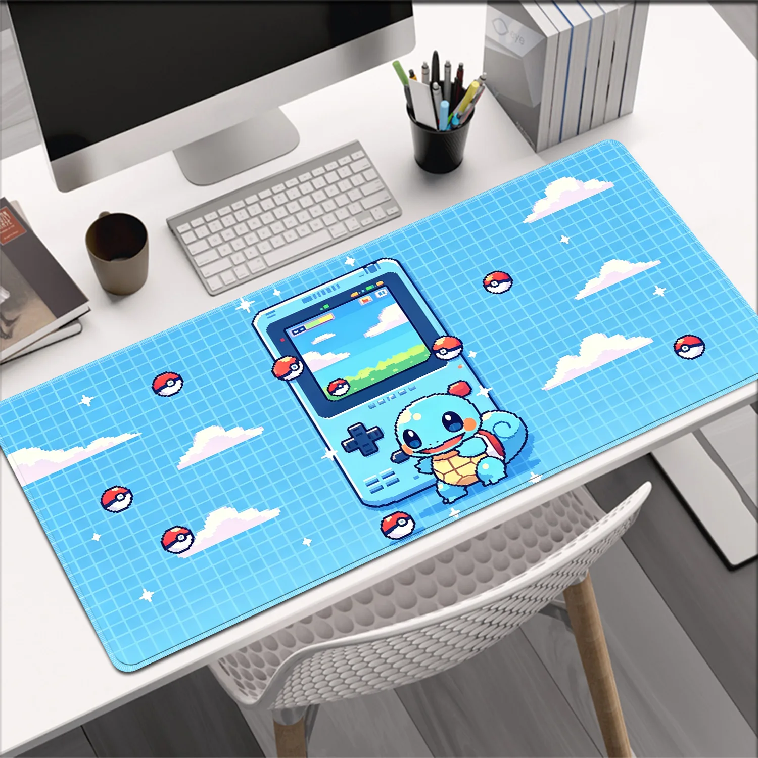 Mauspad P-Pokemon Squirtle Computer Laptop Anime Tastaturmatte 35X60CM PC Mousepad Tastaturen Pad Gamer Decoracion Schreibtischunterlage