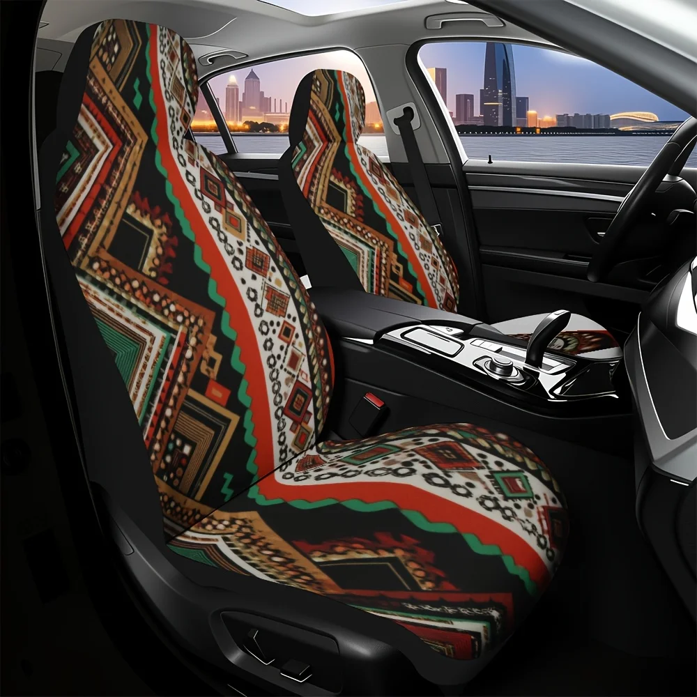 2pcs, Vintage Tribal Design Car Seat Cover Set For Most Cars, Fashion Novelty Car Seat Covers Covers, For All Seasons, Comfortab