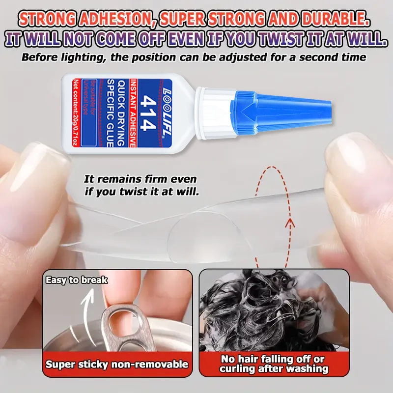 กาวติดเล็บที่แข็งแรง ใช้สำหรับติดเล็บปลอม ปลายเล็บ และเล็บปลอม 20 กรัม ทนทาน ติดทนนาน ไม่เป็นคราบ เหมาะสำหรับการเดินทาง