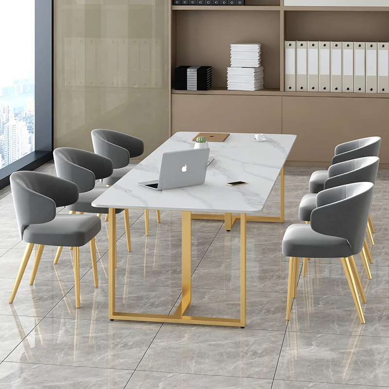 

Nordic light luxury rock slab conference table desk long table small table and chair workbench marble strip desk