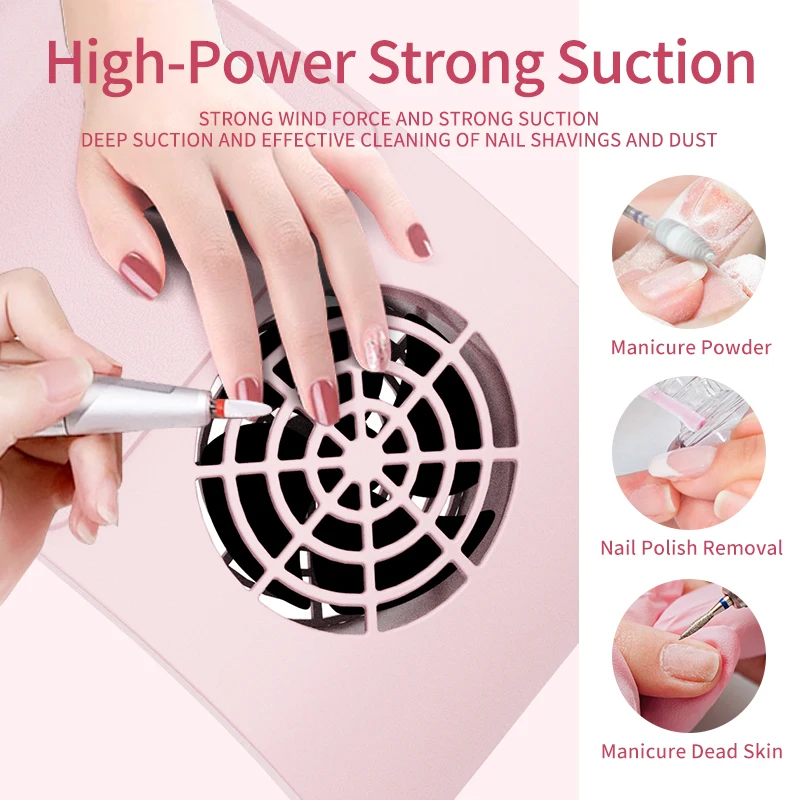 مروحة مستخرج مجمع الغبار للأظافر لآلة الأظافر، مكنسة كهربائية قوية للأظافر مع معدات إزالة مرشح الورق للأظافر